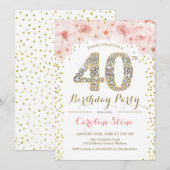 40e verjaardag - White Gold Pink Kaart (Voorkant / Achterkant)