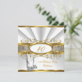 40e verjaardag White Gold Silver Heels Kaart (Staand voorkant)