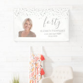 40e verjaardag White Silver Confetti Foto Spandoek (Insitu)