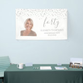 40e verjaardag White Silver Confetti Foto Spandoek (Beurs)