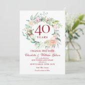 40e verjaardag Wijzig de datum Rozen Guirlande Kaart (Staand voorkant)