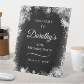 40e verjaardag Winter Wonderland Sneeuwvlok Welkom Reclamebord Met Voetstuk (Insitu)