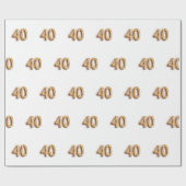 40e verjaardag wit goud cadeaupapier (Vlak)