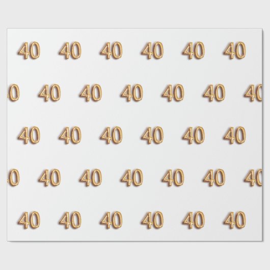40e verjaardag wit goud cadeaupapier (Vlak)