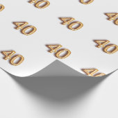 40e verjaardag wit goud cadeaupapier (Hoek)