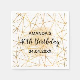 40e verjaardag wit goud geometrisch servet