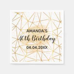 40e verjaardag wit goud geometrisch servet