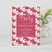 40e verjaardag Witte Floral Daisy Kaart (Staand voorkant)