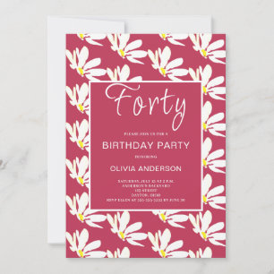 40e verjaardag Witte Floral Daisy Kaart