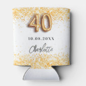 40e verjaardag witte gouden confetti blikjeskoeler (Achterkant)
