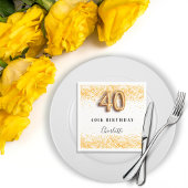 40e verjaardag Witte gouden confetti naam Servet