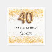 40e verjaardag Witte gouden confetti naam Servet (Voorkant)