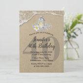40e verjaardag  witte lantern Rustic strand Kaart (Staand voorkant)