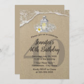 40e verjaardag  witte lantern Rustic strand Kaart (Voorkant / Achterkant)