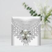 40e verjaardag Witte pearl Diamond Jewel Kaart (Staand voorkant)