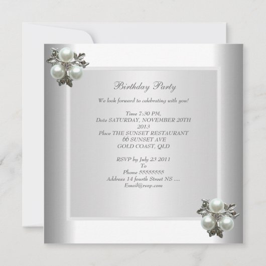 40e verjaardag Witte pearl Diamond Jewel Kaart (Achterkant)