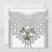 40e verjaardag Witte pearl Diamond Jewel Kaart (Voorkant)