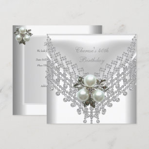 40e verjaardag Witte pearl Diamond Jewel Kaart