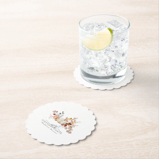 40e Verjaardag Witte Pompoen Herfst Bloemen Custom Kartonnen Onderzetters (Insitu)