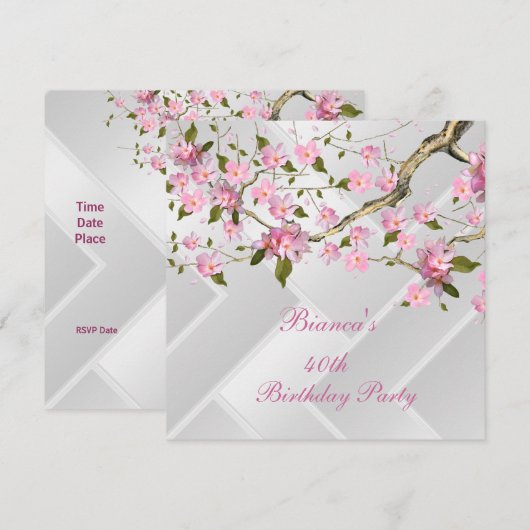 40e verjaardag Witte roze bloesem 2 Kaart (Voorkant / Achterkant)