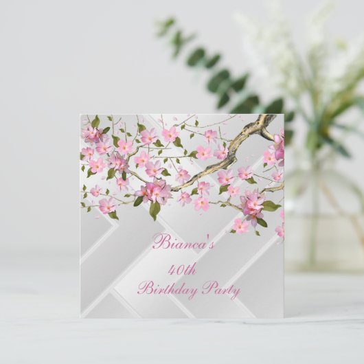 40e verjaardag Witte roze bloesem 2 Kaart (Staand voorkant)