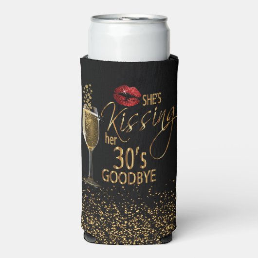 40e verjaardag - Ze kust haar 30's vaarwel Seltzer Blikjeskoeler (Seltzer Voorkant)