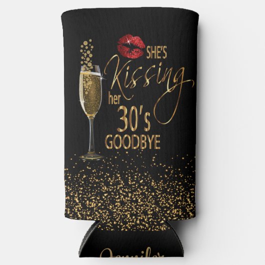 40e verjaardag - Ze kust haar 30's vaarwel Seltzer Blikjeskoeler (Voorkant)