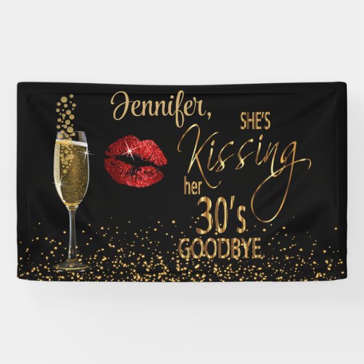 40e verjaardag - Ze kust haar 30's vaarwel Spandoek (Horizontaal)