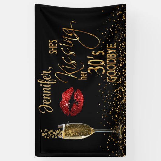 40e verjaardag - Ze kust haar 30's vaarwel Spandoek (Verticaal)