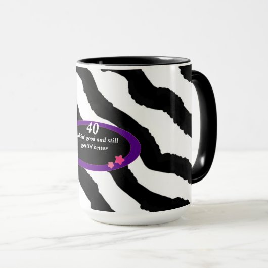 40e verjaardag Zebra afdrukken Mok (Voorkant rechts)