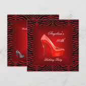 40e verjaardag Zebra Black White Red Shoe Kaart (Voorkant / Achterkant)