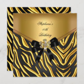 40e verjaardag Zebra Gold Black Bow Kaart (Voorkant / Achterkant)