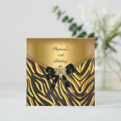 40e verjaardag Zebra Gold Black Bow Kaart (Staand voorkant)