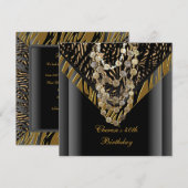 40e verjaardag Zebra Gold Bronze Wilde Black Kaart (Voorkant / Achterkant)