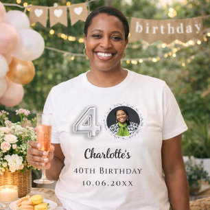 40e verjaardag zilveren foto t-shirt