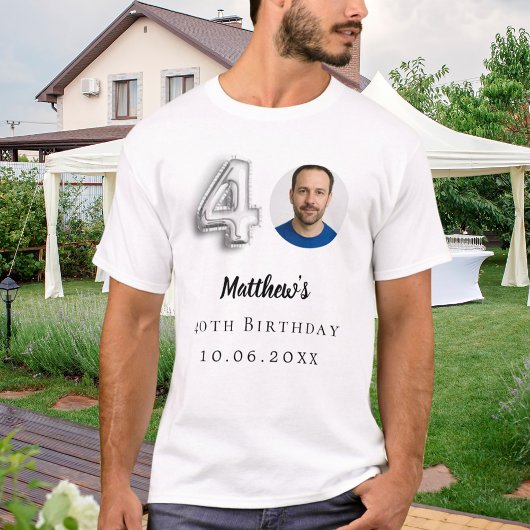 40e verjaardag zilveren foto t-shirt