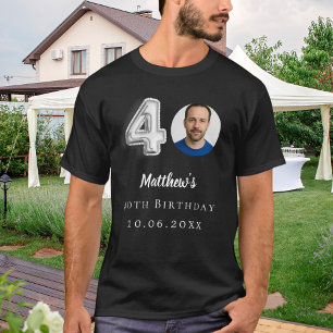 40e verjaardag zilveren foto t-shirt