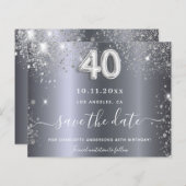 40e verjaardag zilveren glitter Bewaar de datumkaa (Voorkant / Achterkant)