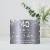 40e verjaardag zilveren glitter Bewaar de datumkaa (Staand voorkant)