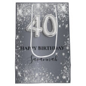 40e verjaardag zilveren glitter naam medium cadeauzakje (Achterkant)