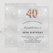 40e verjaardag zilveren gouden glitter kaart (Voorkant / Achterkant)