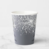 40e verjaardag zilverglitter-monogram papieren bekers (Links)