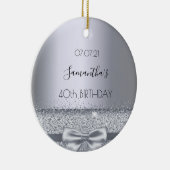 40e verjaardag zilversparkle boog metallisch keramisch ornament (Rechts)