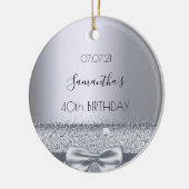 40e verjaardag zilversparkle boog metallisch keramisch ornament (Links)