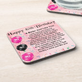 40e verjaardag - Zuster gedicht Drankjes Onderzetter (Linkerzijde)