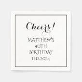 40e verjaardag Zwart Elegant Script Modern Proost Servet (Voorkant)