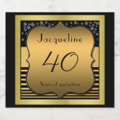 40e verjaardag zwart en goud bier etiket (Enkel label)