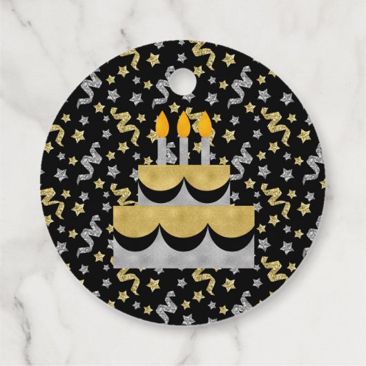 40e verjaardag Zwart en Goud Confetti Bedankjes Labels (Achterkant)