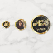 40e verjaardag - Zwart en Goud - Foto Confetti (Voorkanten)