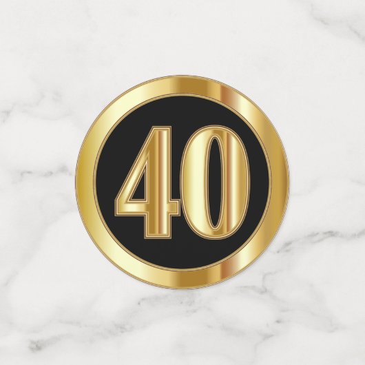 40e verjaardag - Zwart en Goud - Foto Confetti (Kleine voorkant)